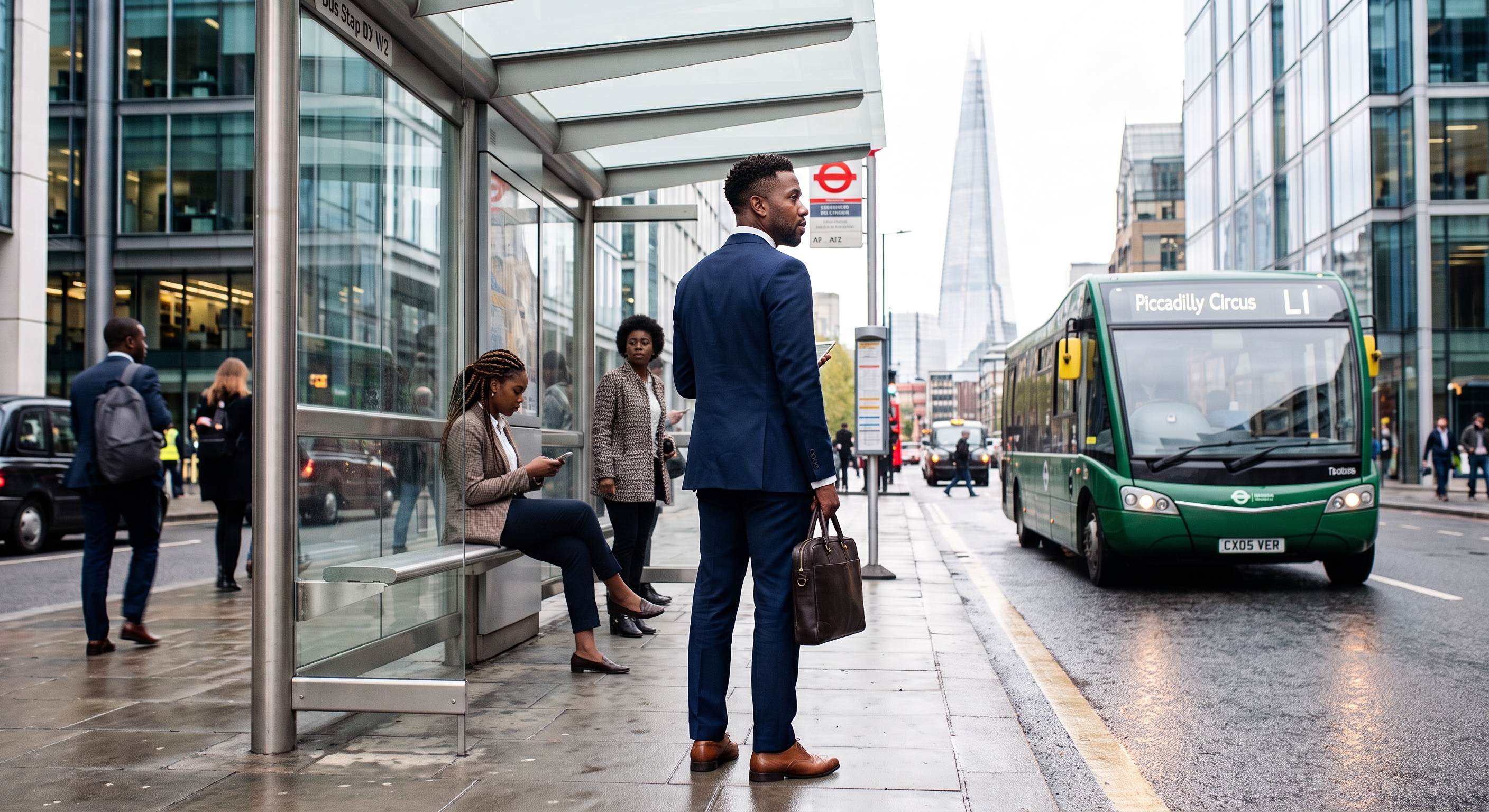 Commuter waiting for bus